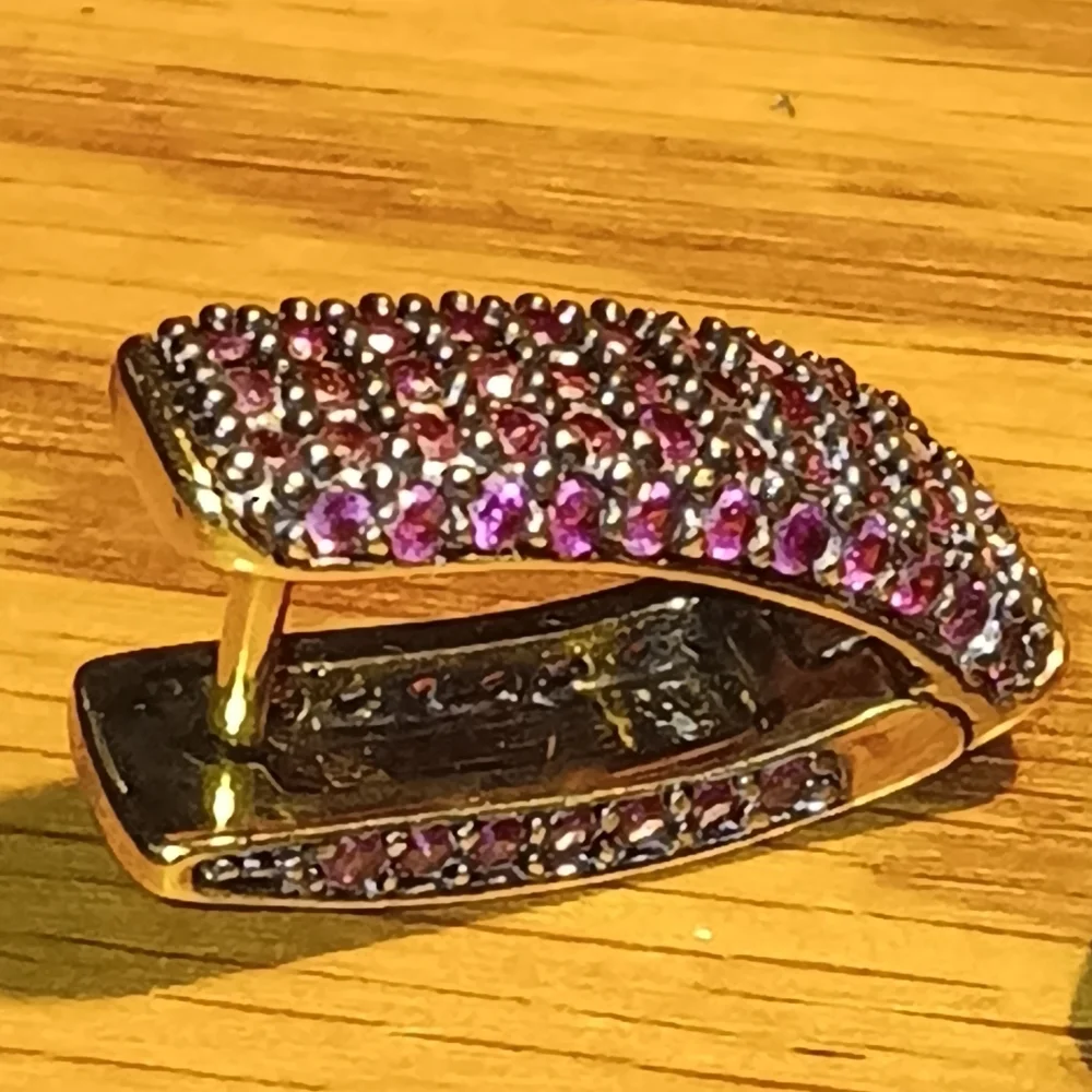18k Over 925 Natural Pink Ruby Earrings - Picture 12 of 16